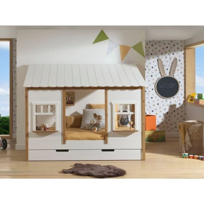 Afbeelding van Deze Housebed combinatie bestaat uit een huisbed 05 wit en bedlade