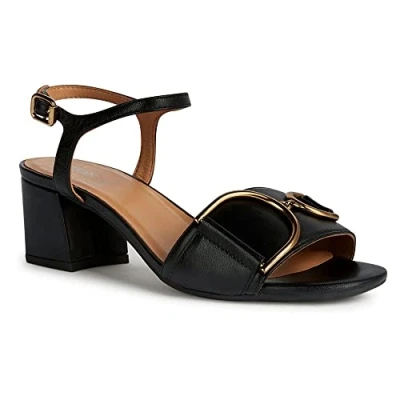 Afbeelding van Geox D NEW Eraklia 50 Sandalen, Dames, Maat: 36, Black Leer
