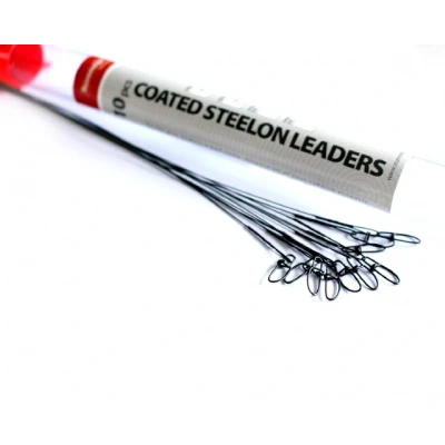 Afbeelding van Rozemeijer Coated Steelon Leaders 30cm Crosslock Size 12 Swivel 7 (10 pcs) Maat : 30lb