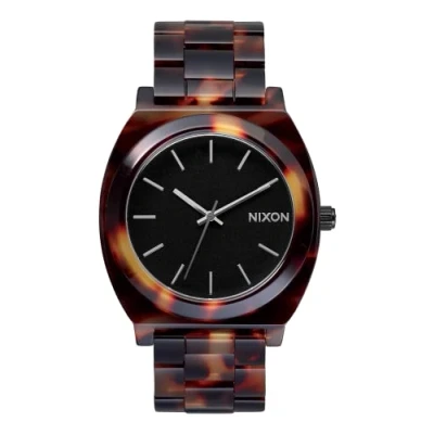 Afbeelding van Nixon Time Teller acetaat Dameshorloge analoog kwarts met armband, tortoise, Eén maat,
