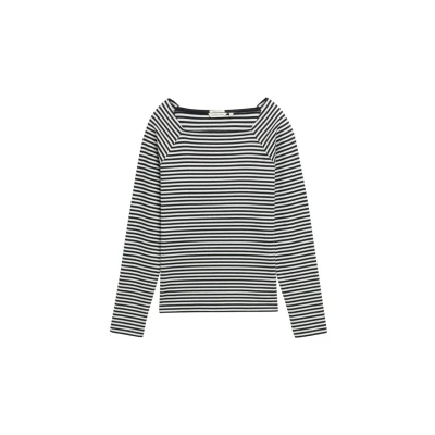 Afbeelding van TOM Tailor Langarmshirt Longsleeve, Dames, Maat: XS, Offwhite navy regular stripe