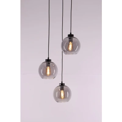 Afbeelding van Hanglamp glasbollen grey 3lichts