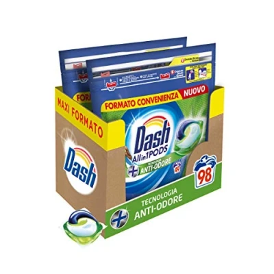 Afbeelding van Dash Pods All in 1 wasmiddel capsules, 98 wasbeurten (2 x 49), geurremmende technologie, maxi formaat