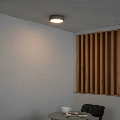 Afbeelding van FARO BARCELONA Anga LED buiten plafondlamp, donkergrijs, beton, Ø 24 cm