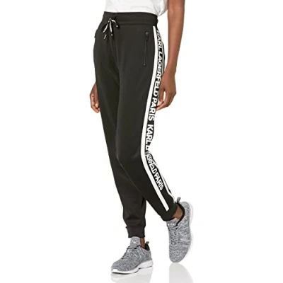 Afbeelding van Karl Lagerfeld Paris Vrouwen Block Letter Logo Jogger, Zwart/Wit, S