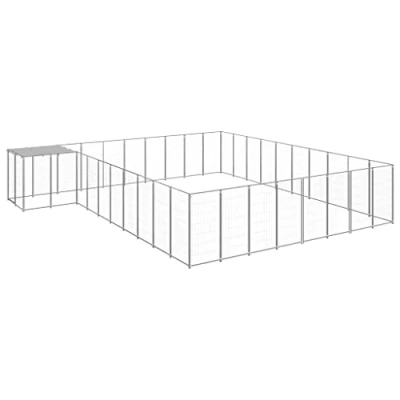 Afbeelding van vidaXL Hondenkennel 25,41 m² staal zilverkleurig