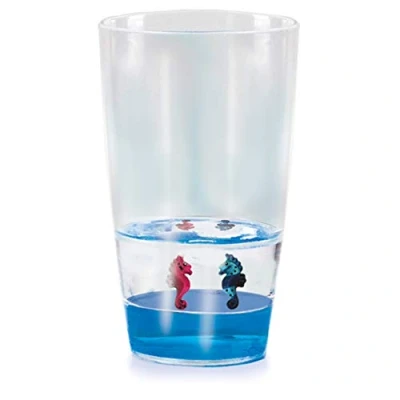 Afbeelding van Floatarama Tumbler Zeepaardje van Deluxebase Acryl Drinkglas met Drijvende dierfiguren. 250ml BPA vrije Ocean drinkbeker voor kinderen en volwassenen.