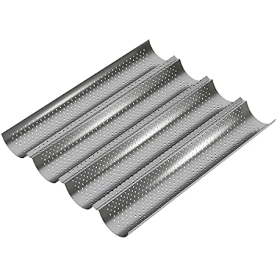Afbeelding van WELLGRO baguetteplaat voor maximaal 4 baguettes met anti aanbaklaag 38 x 32,5 3 cm baguettevorm, broodvorm