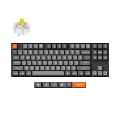 Afbeelding van Keychron K8 MAX Draadloos Mechanisch Toetsenbord, 2,4 GHz/Bluetooth/USB C, Witte LED, QMK/VIA, Programmeerbare Macro&#039;s, PBT Keycaps, Per Mac Windows, Super Banana Switch