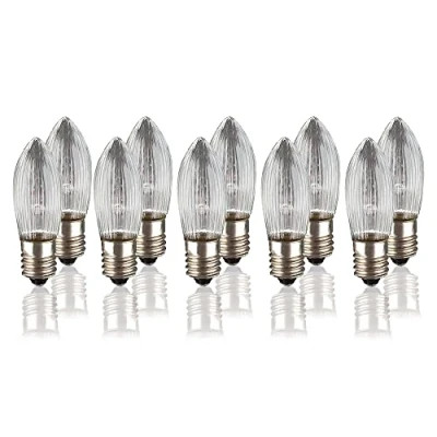 Afbeelding van hellum Vervangende kaarsen voor kaarsboog, 10 stuks, 23 V, 3 W, geribbelde kerstboom, kaarsen, lichtketting, binnen met brandpunten, lampen lichtboog, E10/23V/3W/22 lumen, 950076