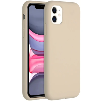 Afbeelding van Apple iPhone 11 Hoesje Siliconen en TPU (zacht) Accezz Softcase/Backcover Beige Telefoonhoesje