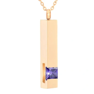 Afbeelding van Luxe Ashanger Met Ketting Assieraad Rosegoudkleurig Paarse Steen As Gedenksieraad Urn Incl. vuller