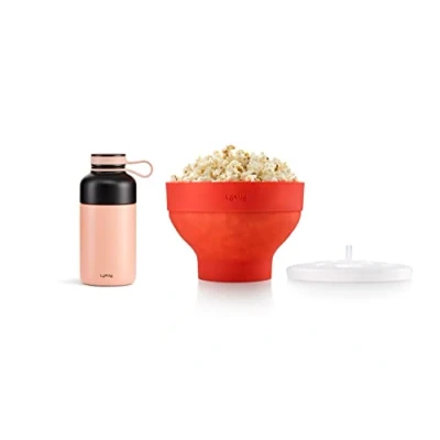 Afbeelding van Lékué Popcorn cadeauset, siliconen + thermosfles van roestvrij staal, 300 ml