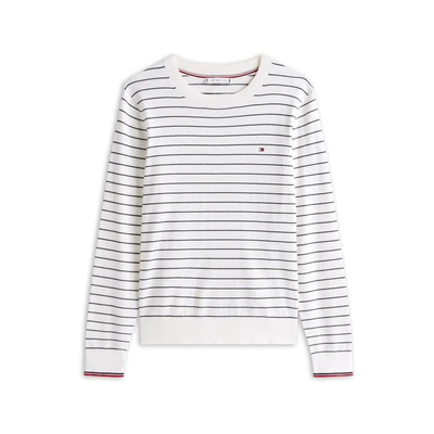Afbeelding van Tommy Hilfiger Trui voor dames, Wit (Ivoorzijde/Dark Night Navy Fine Stp), L