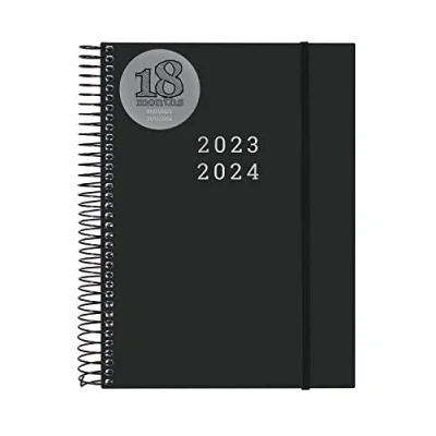 Afbeelding van Finocam Agenda Espiral 18 maanden 2023 2024 2 dagen per pagina juli december (18 maanden) zwart internationaal