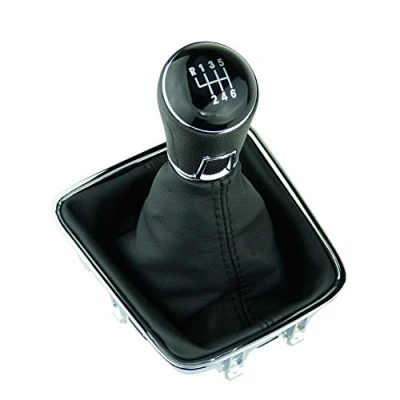 Afbeelding van L &amp; P A278 3 schakelzak schakelmanchet schakelknop zwart 6 versnellingen 12 mm compatibel met VW Golf Plus 5M 521 Tiguan I 5N Sharan II 7N chroom frame complete set knop plug play reserveonderdeel voor OEM