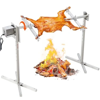 Afbeelding van VEVOR Lamsgrill, varkensgrill, braadrooster, grillrooster, max. belasting 60 kg, voor varkensvlees, lam, elektromotor met 52 W, commerciële draaispies van roestvrij staal