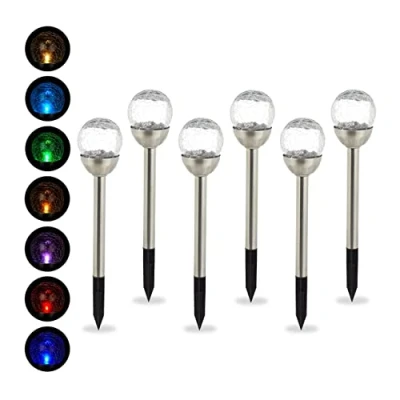 Afbeelding van Relaxdays solar tuinverlichting zonne energie 6 stuks kleurverandering grondspies