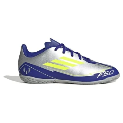 Afbeelding van adidas Performance F50 Club Messi Junior zaalvoetbalschoenen zilver metallic/kobaltblauw/geel
