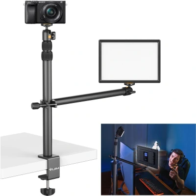 Afbeelding van VIJIM LS02 Verstelbaar Tafelstatief met Verlengarm voor Smartphone, Camera en Lamp Tafelklem