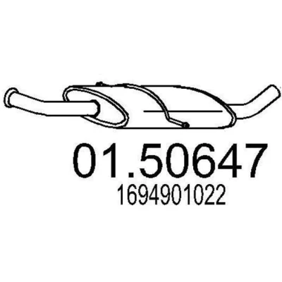 Afbeelding van MTS 01.50647 Middendemper 1090mm MERCEDES BENZ: B Klasse (W245) 170 1.7, 200 2.0, 180 1.7 2005 2011