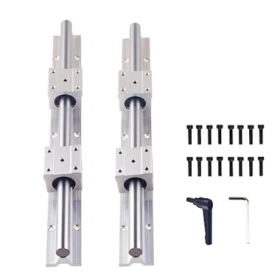 Afbeelding van ONLISUM SBR16 lineaire rail 300 mm, 2 stuks railassen, 4 SBR16UU glijblokken, rails en lagerset voor computergestuurde geautomatiseerde machines installaties