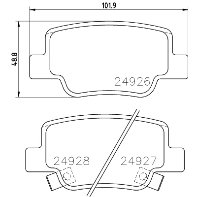Afbeelding van HELLA 8DB 355 014 891 Remblokkenset Met akoestische slijtagewaarschuwing toebehoren TOYOTA: Verso (AR20) 1.8, 2.0 D 4D, 2.2 CAT