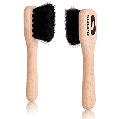 Afbeelding van SULPO Crèmeborstel, diepe borstel, schoenborstel, zachte lederen vuilborstel voor leren schoenen, 2 stuks set, zwart, schoenverzorging