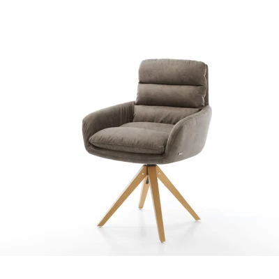 Afbeelding van Draaistoel Abelia Flex met armleuning houten frame hoekig taupe vintage 180
