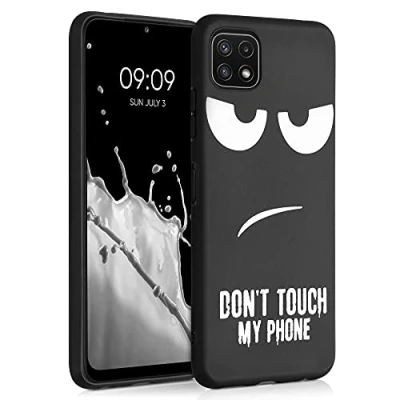 Afbeelding van kwmobile telefoonhoesje compatibel met Samsung Galaxy A22 5G Hoesje voor smartphone in wit/zwart Don&#039;t Touch My Phone
