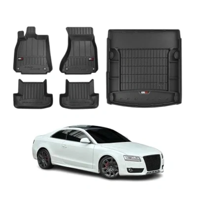 Afbeelding van OMAC Vloermatten en kofferbakhoepset, compatibel met Audi A5 8T3 Coupe 2007 2017, rubber 5X