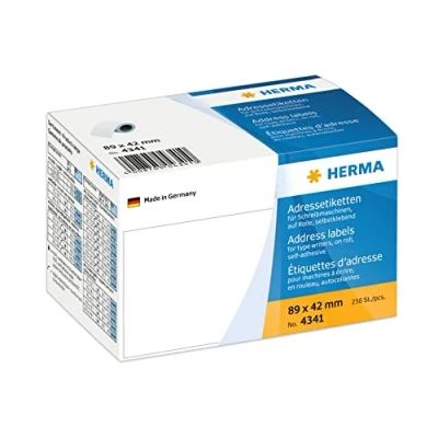 Afbeelding van HERMA 4341 adreslabels voor Schrijfmachines op rol (89 x 42 mm, papier, mat) zelfklevend, permanente klevende etiketten, 250 wit