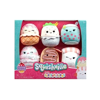 Afbeelding van Squishville by Original Squishmallows Varsity Squad pluche 6 cm inclusief Nya, Rocket, Benedict, Mario, Deen en Armie Speelgoed voor kinderen