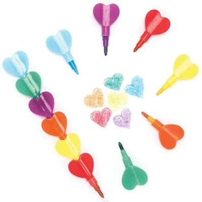Afbeelding van Baker Ross AX924 Hart Pop a Crayon Pack van 8 jaar, wissel een punt, verwisselbare kleurpennen voor kinderen potlood koffers of school