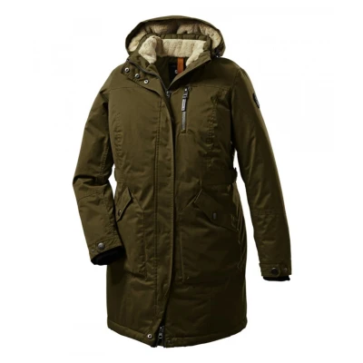 Afbeelding van Stoy dames parka jas olijf 37341 functionele buikmaat maat 46
