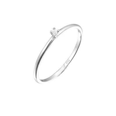 Afbeelding van Elli PREMIUM Ring Verlovingsring Vrouwen Diamant Briljantgeslepen Wit 0,015 ct 585 Witgoud Bruiloft