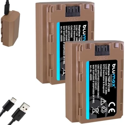 Afbeelding van 2 x Blumax accu vervangt Sony NP FZ100 (2400mAh) met USB type C oplaadbus NTC sensor &amp; V1 behuizing voor FX30 7 IV 7c 7RIV 7RV 7RIII ZV E1