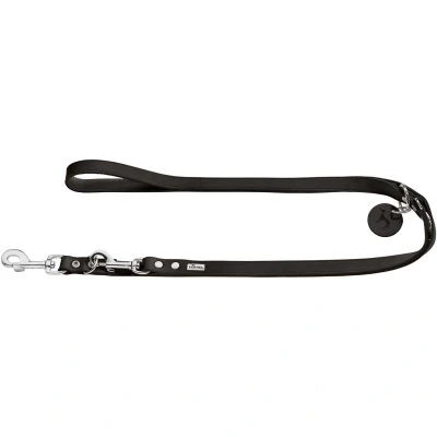 Afbeelding van Hunter Verstelbare Looplijn Leder Zwart Hondenriem 200x1.6 cm