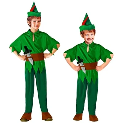 Afbeelding van Widmann Kinderkostuum Peter, jas, broek met overschoenen, riem degel, hoed veer, verkleedkostuums, carnaval