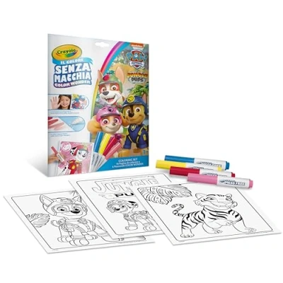 Afbeelding van CRAYOLA Color Wonder, kleurset met 18 kleursjablonen en 4 viltstiften zonder vlekken, motief Paw Patrol, creatieve activiteit voor kinderen, leeftijd 3,4,5 jaar, code 25 2909