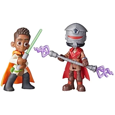 Afbeelding van Hasbro Star Wars Duel met laserzwaard, pop up actiefiguur, Kai Brightstar en Taborr, 10 cm groot speelgoed voor jongens meisjes
