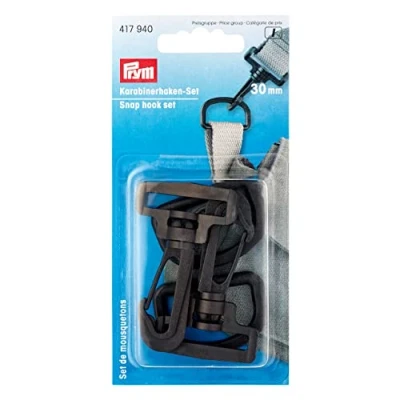 Afbeelding van Prym 417940 Set KST, Colore: Nero di 2 moschettoni in plastica Nera da 30 mm, 14 x 7 1.5 cm