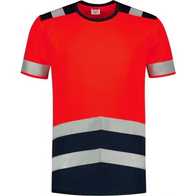 Afbeelding van Tricorp 103006 T shirt High Vis Bicolor fluorrood marine maat M