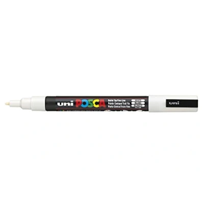 Afbeelding van uni ball 186501 POSCA Marker PC 3M, met fijne 0,9 1,3 mm ronde punt, wit, 1 stuk