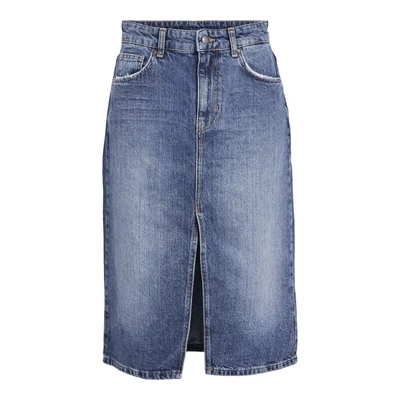 Afbeelding van OBJHARLOW MIDI denim rok NOOS, blauw (medium blue denim), S