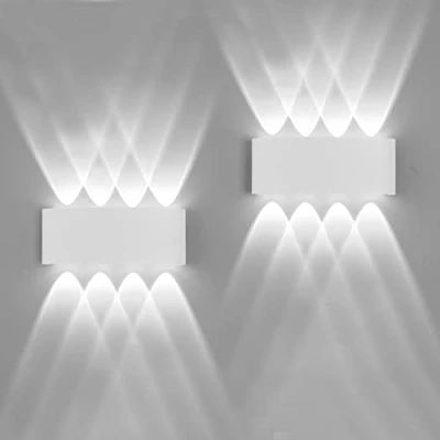 Afbeelding van FUPE 2 stuks wandlampen voor buiten/binnen, led, buitenlampen, 16 W, 1600 lm, IP65, waterdicht, modern, van aluminium, up and down, lichtlamp, spot, wandlamp (wit 6500 K, koud licht)
