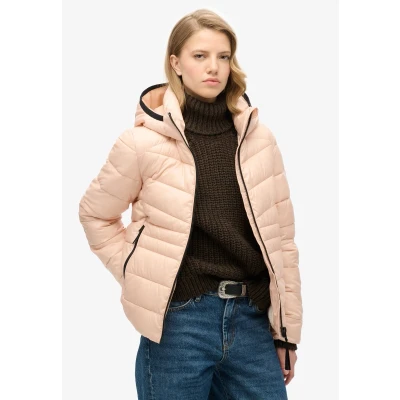 Afbeelding van Superdry Hooded FUJI Quilted Padded Winterjas, Dames, Maat: 42, Frappe beige