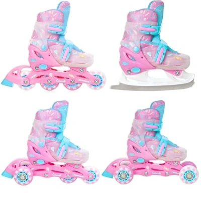Afbeelding van RAVEN Inline skates voor kinderen en volwassenen Triskates, rolschaatsen 4 in 1 met schaatsblokken Verstelbare schaatsen Caramell, 30 33 (18,5 20,5 cm)
