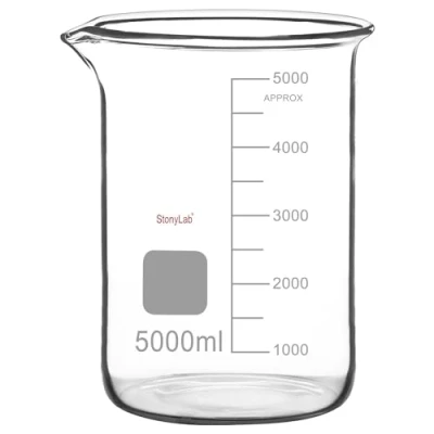 Afbeelding van stonylab Glazen bekers, 1 pak van borosilicaatglas, gegradueerde lage vorm, Griffin beker met schenktuit laboratoriumbeker, lab beaker, 5000 ml
