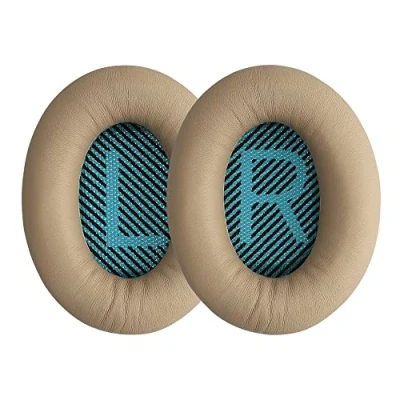 Afbeelding van kwmobile 2x oorkussens voor koptelefoon geschikt Bose Soundlink Around Ear Wireless II Earpads van schapenleer In beige